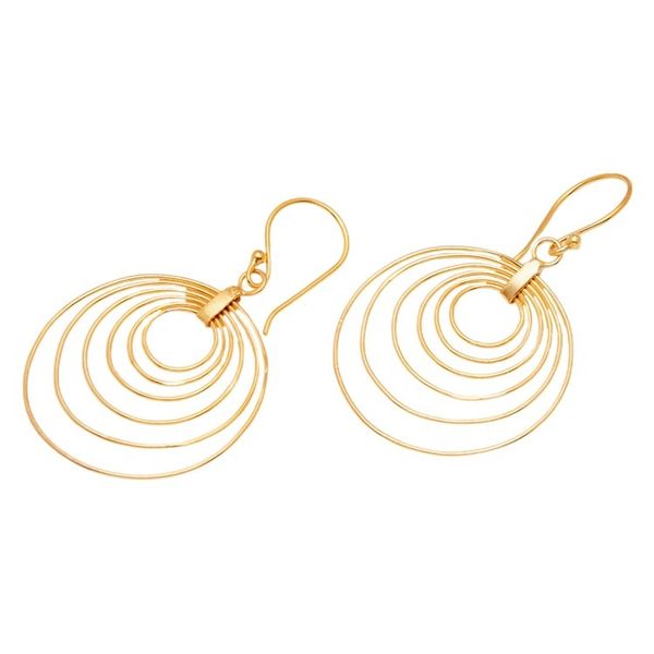 Alternate image for Abstract Round 18k Gold-Plated Brass Dangle Earrings Triumphant Orbits