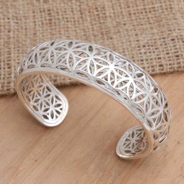 Alternate image for Openwork Sterling Silver Cuff Bracelet from Bali Sparkling Lotus