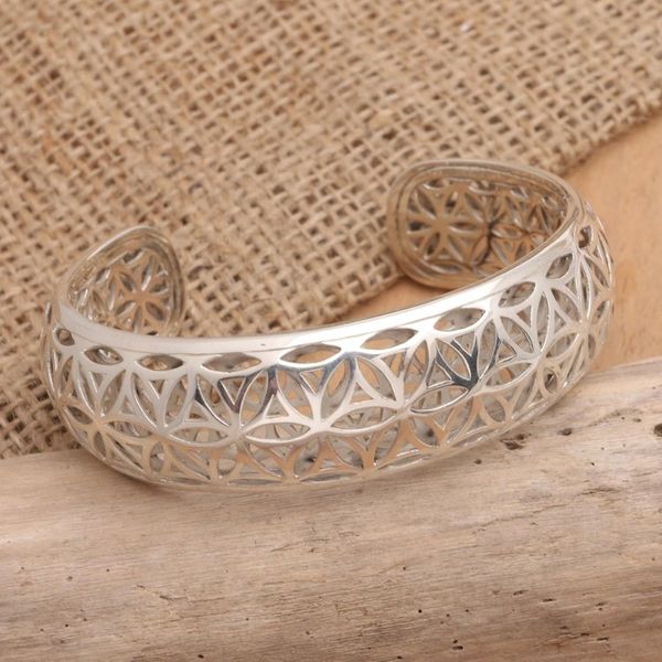 Alternate image for Openwork Sterling Silver Cuff Bracelet from Bali Sparkling Lotus