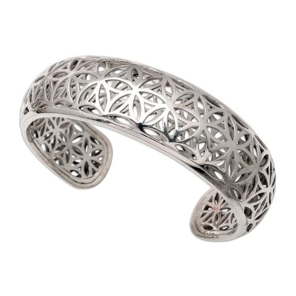 Alternate image for Openwork Sterling Silver Cuff Bracelet from Bali Sparkling Lotus