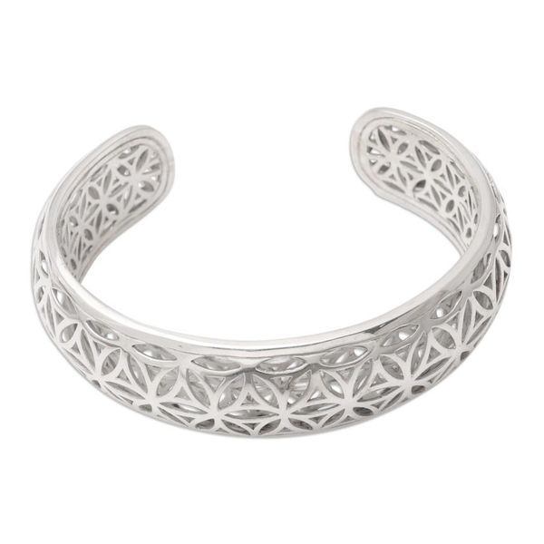 Alternate image for Openwork Sterling Silver Cuff Bracelet from Bali Sparkling Lotus
