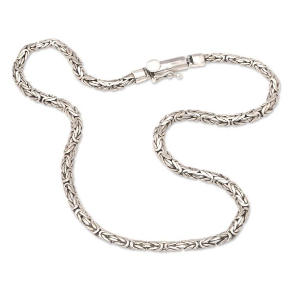 Alternate image for Mens Sterling Silver Necklace with Polished Borobudur Chain Balinese Trend