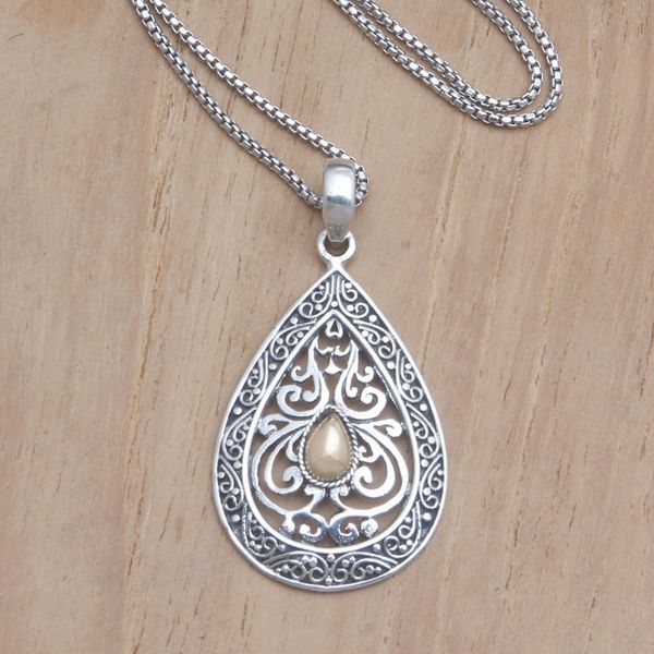 Alternate image for Gold-Accented Sterling Silver Pendant Necklace Sun Tears