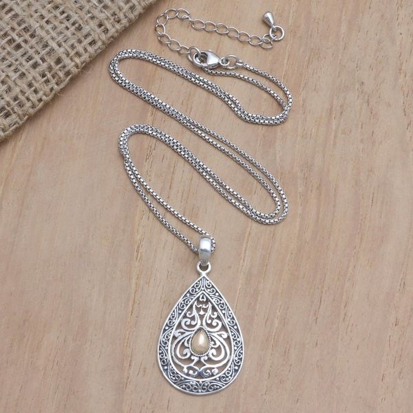 Alternate image for Gold-Accented Sterling Silver Pendant Necklace Sun Tears