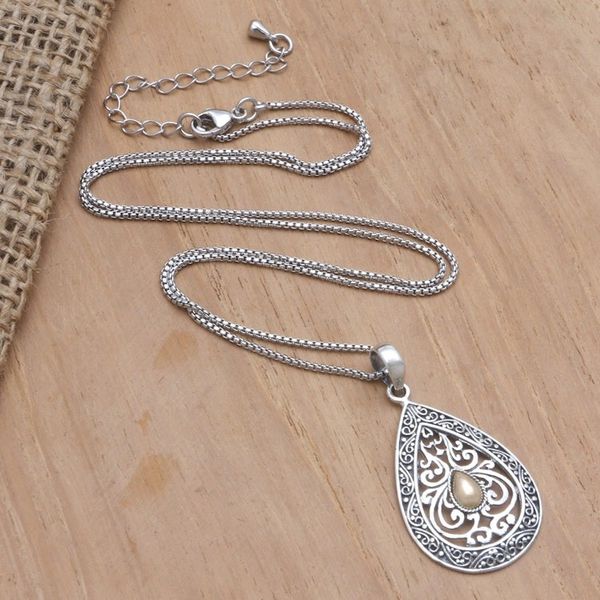 Alternate image for Gold-Accented Sterling Silver Pendant Necklace Sun Tears