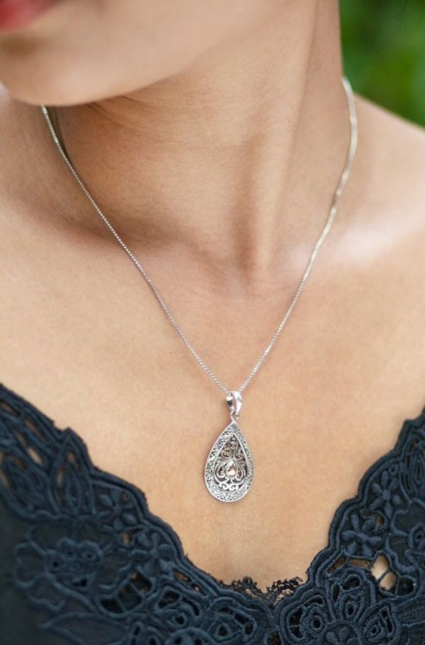 Alternate image for Gold-Accented Sterling Silver Pendant Necklace Sun Tears