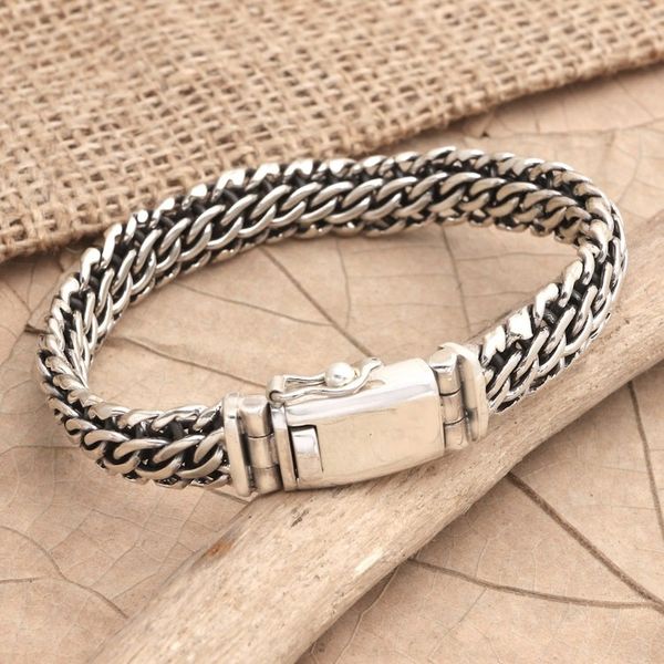 Alternate image for Mens Sterling Silver Cuban Link Chain Bracelet Honest Man