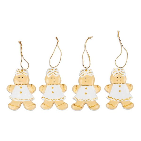 Alternate image for Christmas-Themed Set of 4 Gingerbread Girl Wood Ornaments Gingerbread Darlings