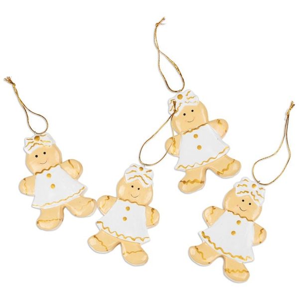 Alternate image for Christmas-Themed Set of 4 Gingerbread Girl Wood Ornaments Gingerbread Darlings