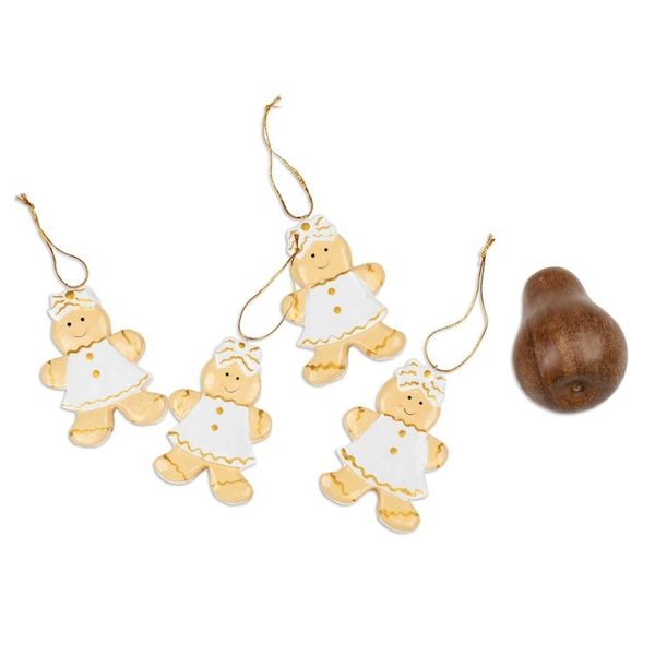 Alternate image for Christmas-Themed Set of 4 Gingerbread Girl Wood Ornaments Gingerbread Darlings