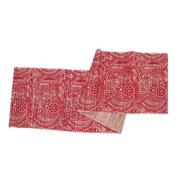Alternate image for Set of 5 Leafy Red and Ivory Table Runner and Placemats Red Eden