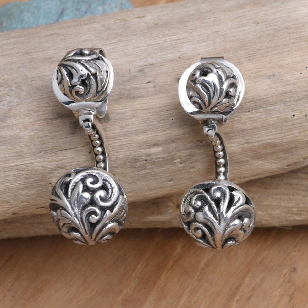 Artisan Crafted Sterling Silver Drop Earrings 'Act of Grace'