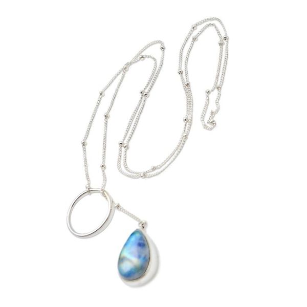 Alternate image for Sterling Silver and Rainbow Moonstone Pendant Necklace Country Rain