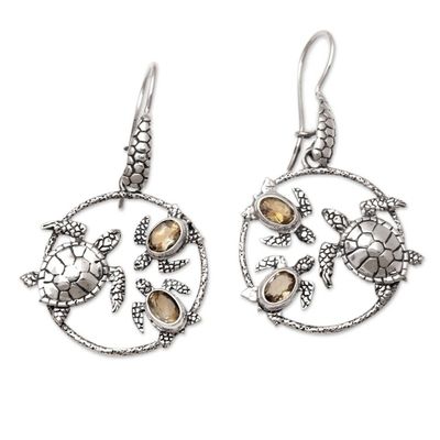 Alternate image for Turtle-Themed Citrine Dangle Earrings Turtles Day Out