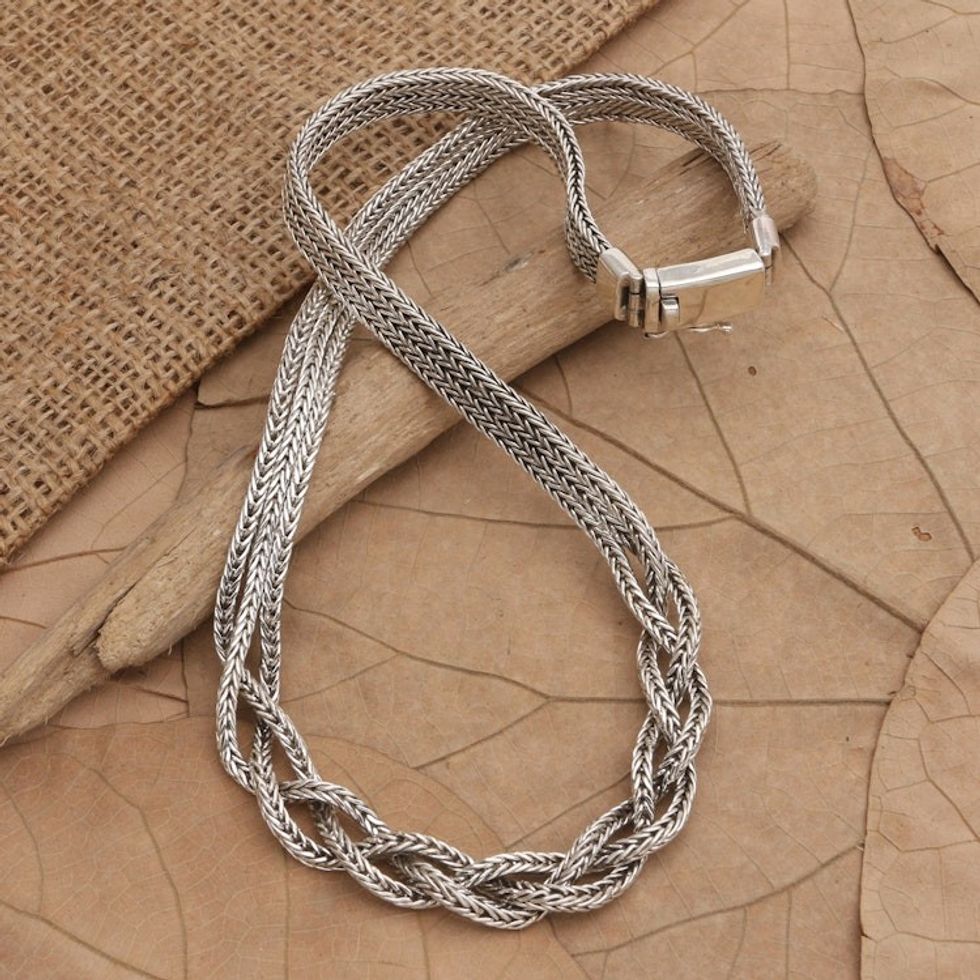 Sterling Silver Chain Necklace with Combination Finish 'Mirage'