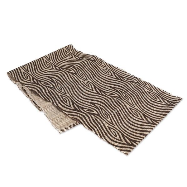 Alternate image for Ikat-Inspired Brown Cotton Blend Table Runner Made in Bali Brown Delight