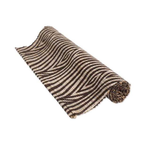 Alternate image for Ikat-Inspired Brown Cotton Blend Table Runner Made in Bali Brown Delight