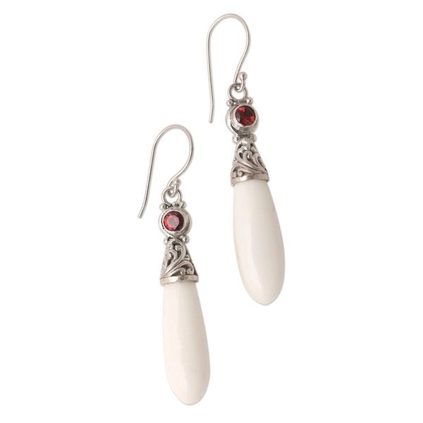 Alternate image for Handmade Garnet and Sterling Silver Dangle Earrings Balinese Sling