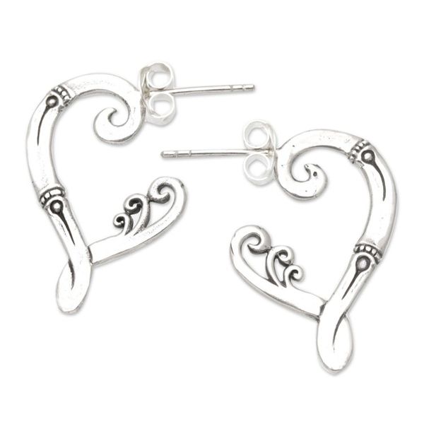Alternate image for Sterling Silver Windy Half-Hoop Earrings from Bali Natural Melody
