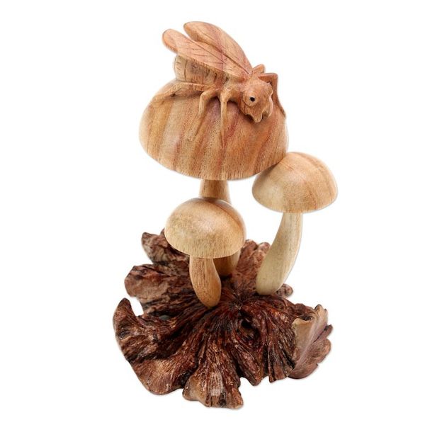 Alternate image for Artisan Hand Carved Nature-Themed Sculpture Little Ladybug