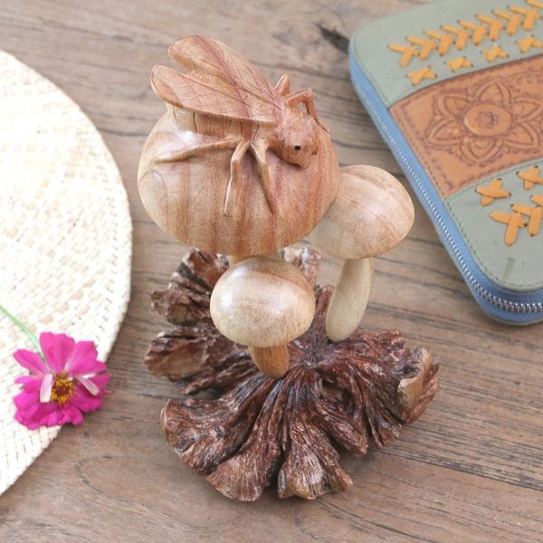 Alternate image for Artisan Hand Carved Nature-Themed Sculpture Little Ladybug