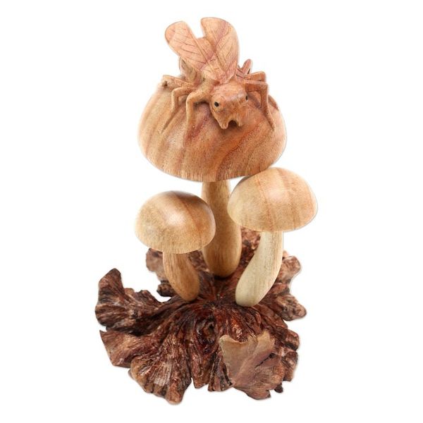 Alternate image for Artisan Hand Carved Nature-Themed Sculpture Little Ladybug