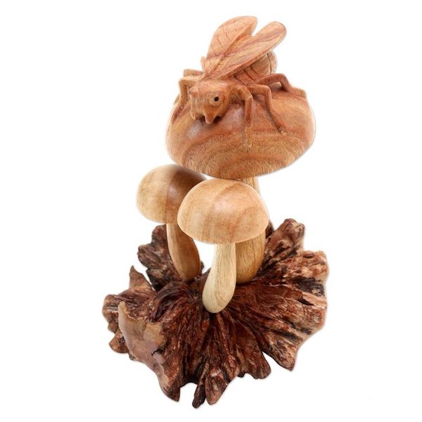Alternate image for Artisan Hand Carved Nature-Themed Sculpture Little Ladybug