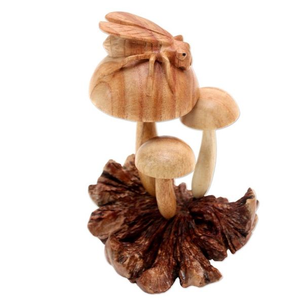 Alternate image for Artisan Hand Carved Nature-Themed Sculpture Little Ladybug