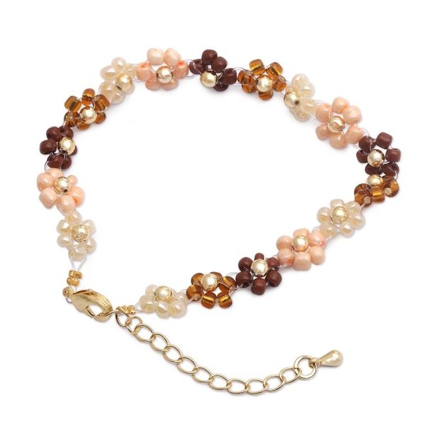 Alternate image for Floral Gold-Accented Crystal Beaded Bracelet in Warm Hues Bohemian Petals