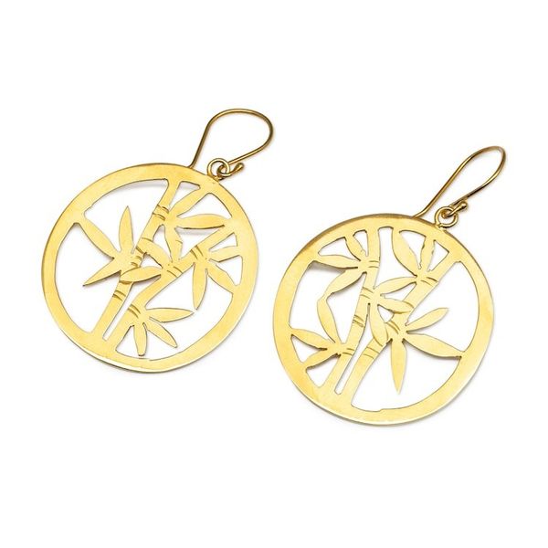 Alternate image for Bamboo Tree Themed Openwork Gold-Plated Dangle Earrings Bamboo Chic