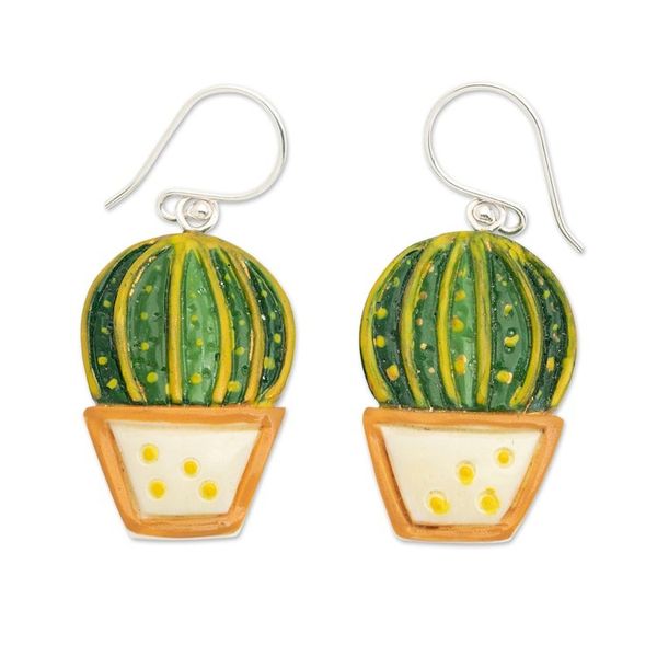 Alternate image for Warm-Toned Naf Cactus-Themed Hand-Painted Dangle Earrings Classic Cactus