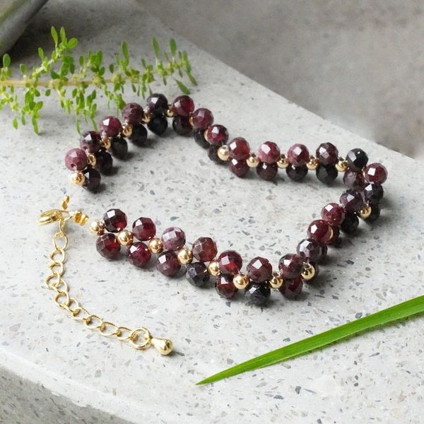 Alternate image for 18k Gold-Accented Natural Garnet Beaded Bracelet from Bali Grand Splendor