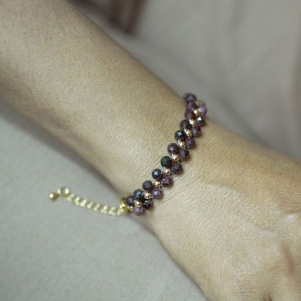 Alternate image for 18k Gold-Accented Natural Garnet Beaded Bracelet from Bali Grand Splendor