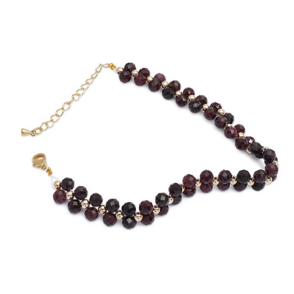 Alternate image for 18k Gold-Accented Natural Garnet Beaded Bracelet from Bali Grand Splendor