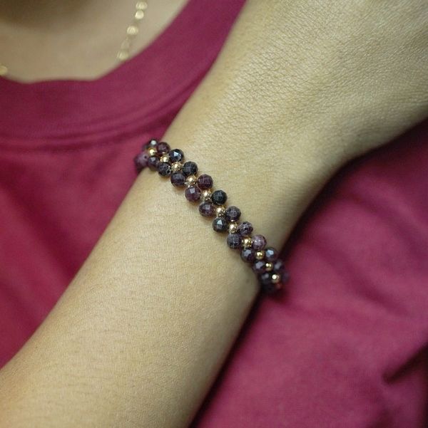 Alternate image for 18k Gold-Accented Natural Garnet Beaded Bracelet from Bali Grand Splendor