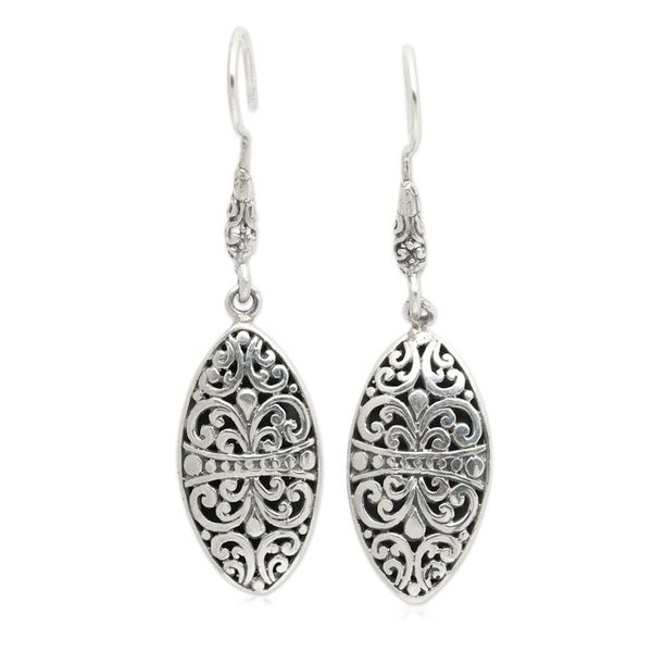 Alternate image for Polished and Oxidized Vine Sterling Silver Dangle Earrings Discreet Majesty