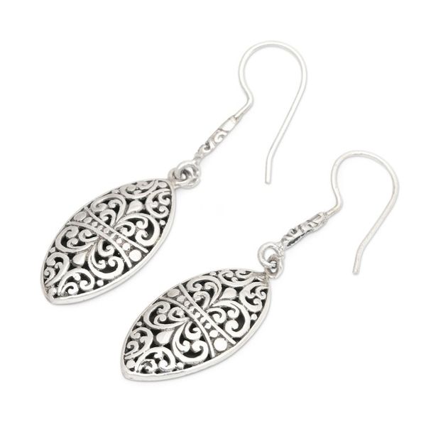 Alternate image for Polished and Oxidized Vine Sterling Silver Dangle Earrings Discreet Majesty