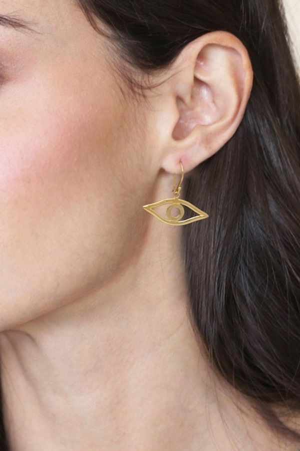 Alternate image for Gold-plated Whimsical Eye-Shaped Dangle Earrings from Bali Victorious Gaze