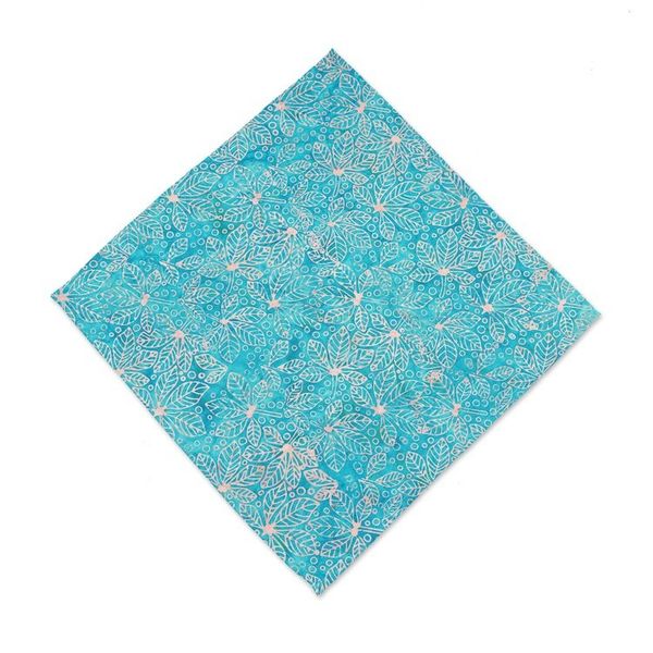 Alternate image for Nature-Inspired Leafy 6-Piece Turquoise Batik Napkin Set Turquoise Banquet