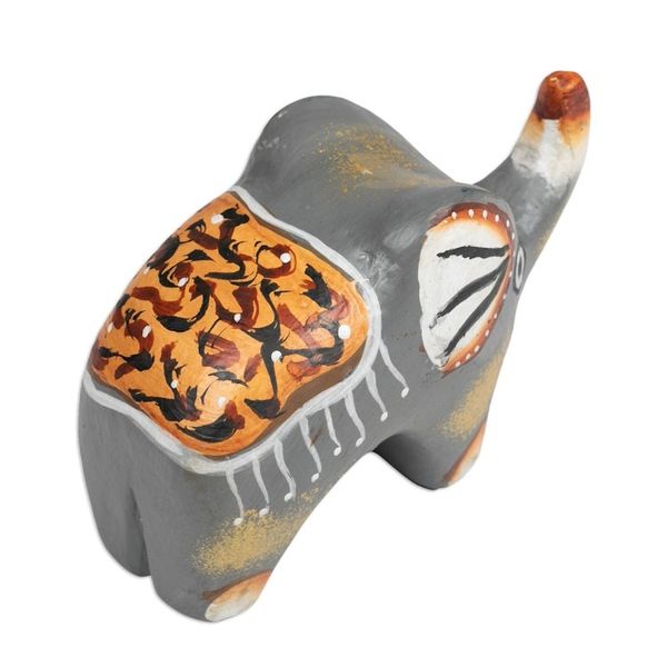 Alternate image for Hand-Painted Suar Wood Elephant Figurine Crafted in Bali Cute Giant