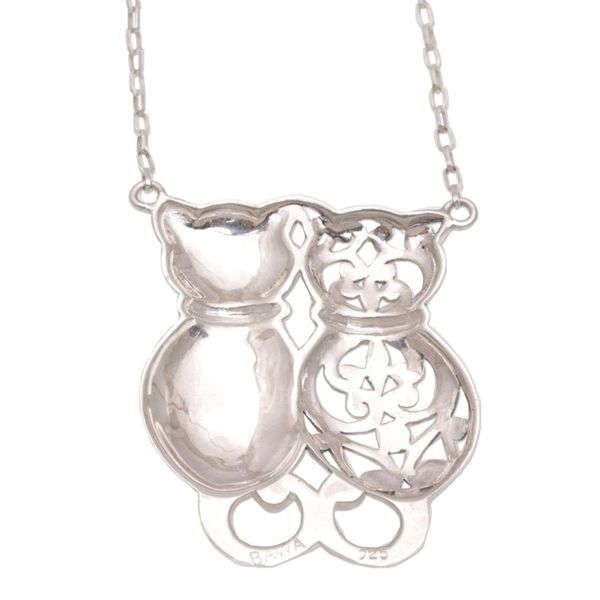 Alternate image for Sterling Silver Cat Pendant Necklace from Bali Romantic Kittens