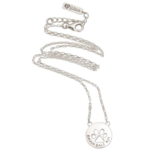 Alternate image for Sterling Silver Paw Print Pendant Necklace from Bali Dog Paw