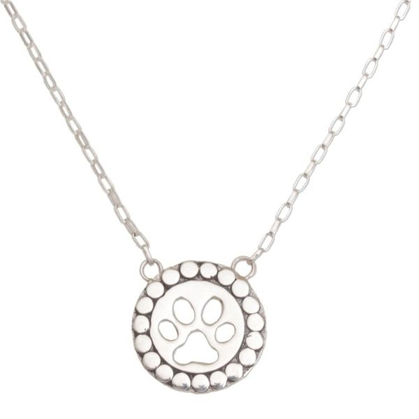 Alternate image for Sterling Silver Paw Print Pendant Necklace from Bali Dog Paw