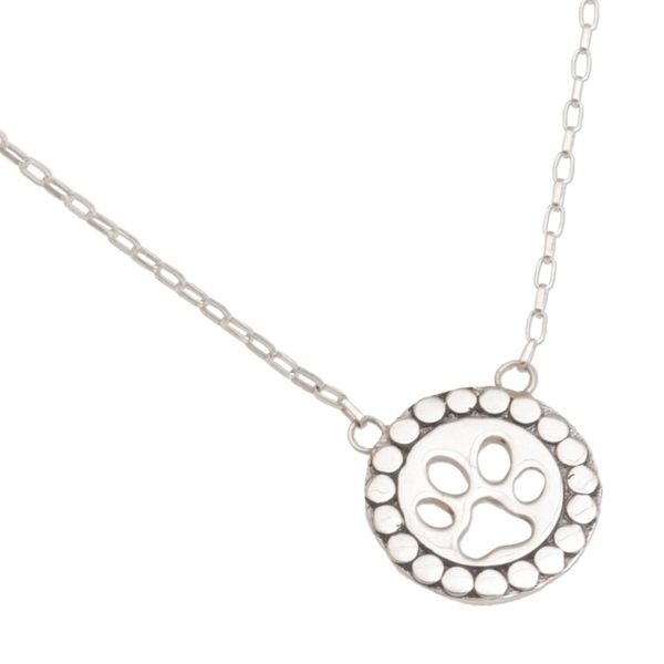 Alternate image for Sterling Silver Paw Print Pendant Necklace from Bali Dog Paw