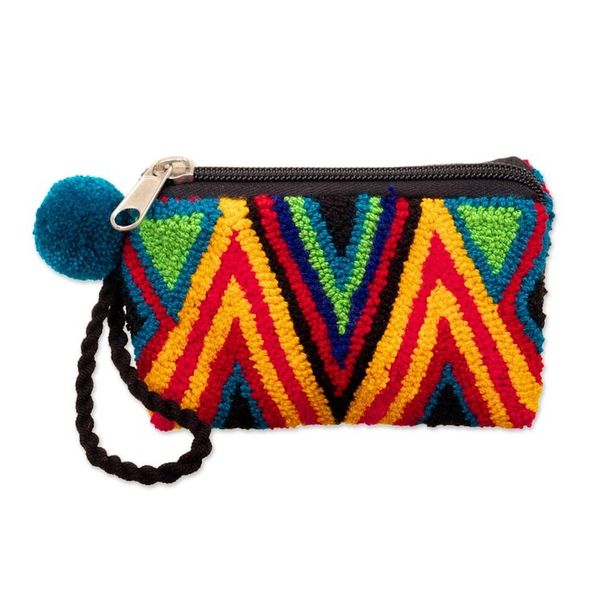 Alternate image for Geometric Handcrafted Colorful Coin Purse from Colombia Colombian Mountains