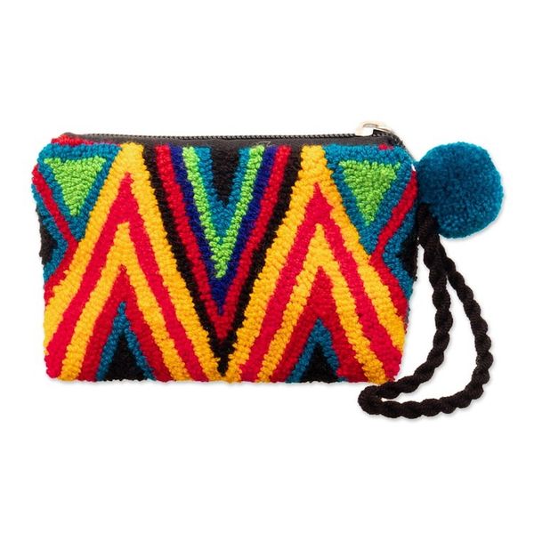 Alternate image for Geometric Handcrafted Colorful Coin Purse from Colombia Colombian Mountains