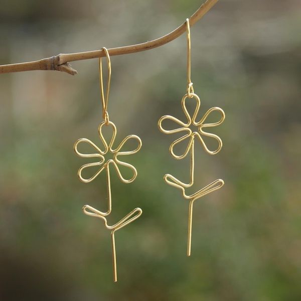 Alternate image for Hand Made Gold-Plated Floral Earrings Make My Day