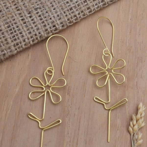 Alternate image for Hand Made Gold-Plated Floral Earrings Make My Day