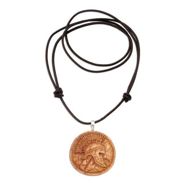 Alternate image for Mens Brown Bone Pendant Necklace with Leather Cord Ancient Rome