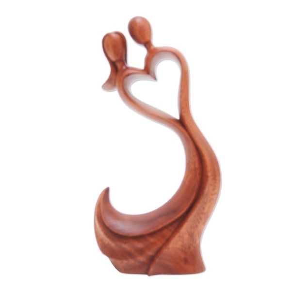Alternate image for Hand Made Heart-Themed Suar Wood Sculpture Sway with Me